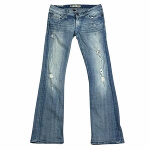 BKE Light/Medium Wash Distressed Low Rise Stella Slim Boot Jeans - Size 25